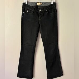 Paige Premium Denim Low Rise Flare Black Denim Jeans